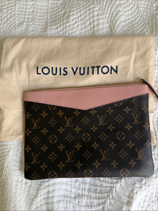 Louis Vuitton Handbags - Louis Vuitton Brown Monogram Pouch with Pink Trim